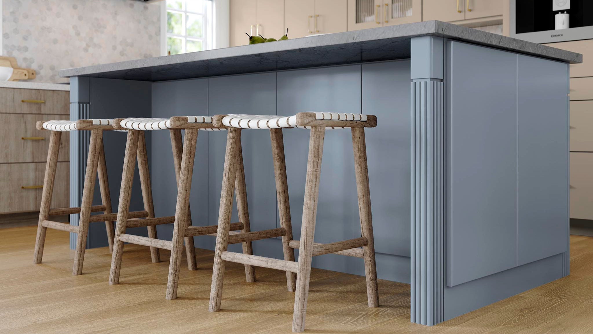 Hanover Painted Oat, Mist and Duraform Drift kitchen