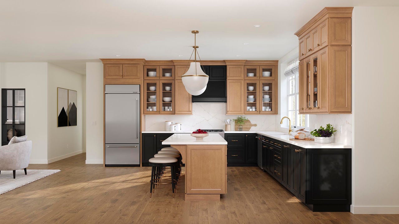 MacArthur Maple Cider and Painted Black kitchen