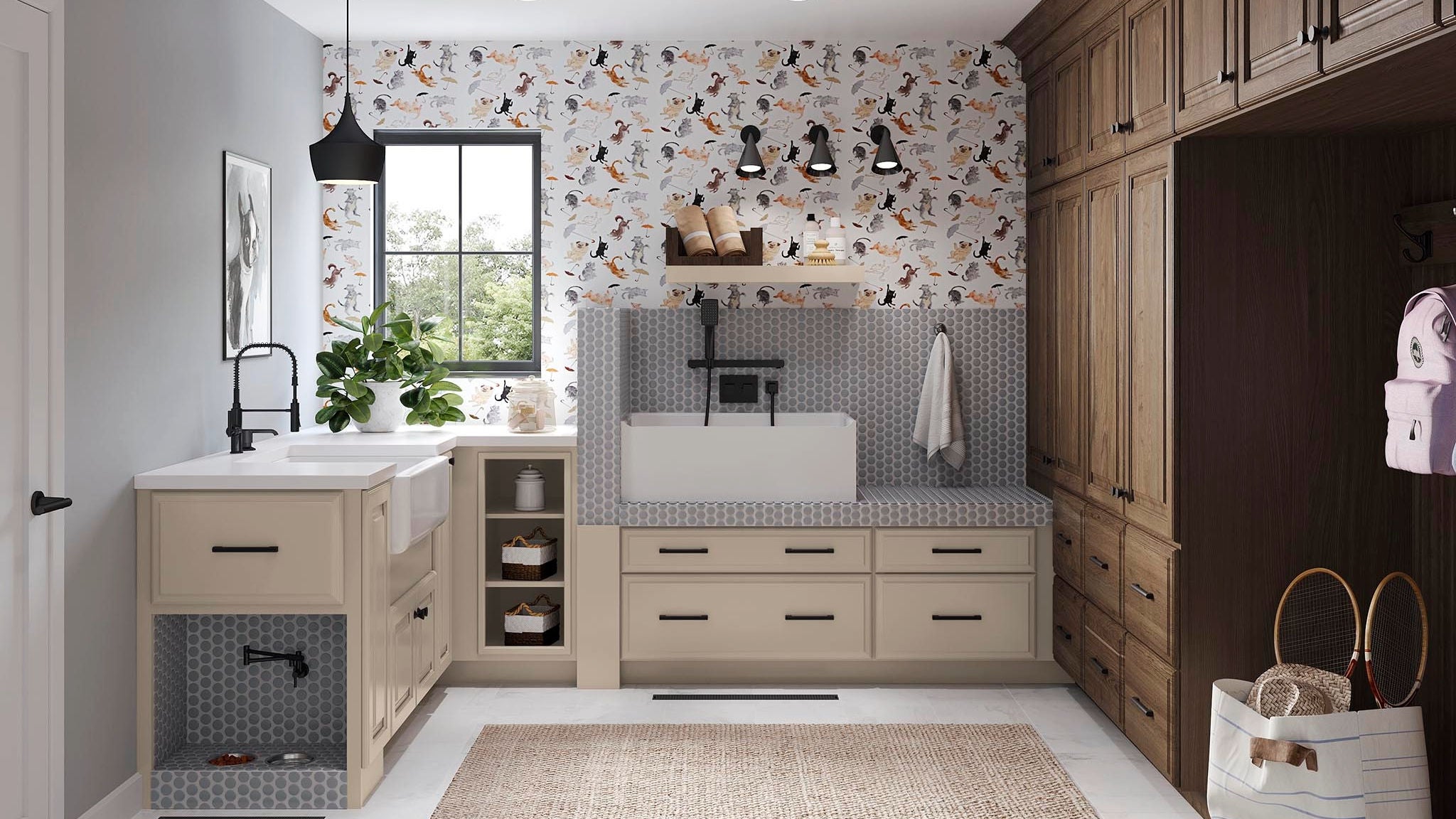Portola Painted Oat and Cherry Clove bathroom